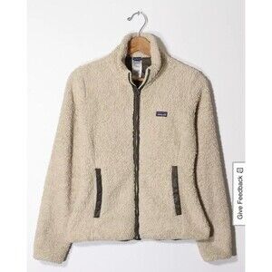 VTG Pantagonia Polar Fleece Wind Jacket Women M Cream Zip Up Fuzzy Sherpa Cozy